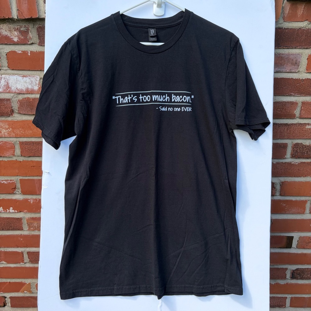 Anvil‎ by Gildan Mens Black Thats Too Much Bacon Graphic T-Shirt Large L